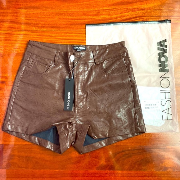 Fashion Nova Pants - Fashion Nova NWT Brown Leather Shorts